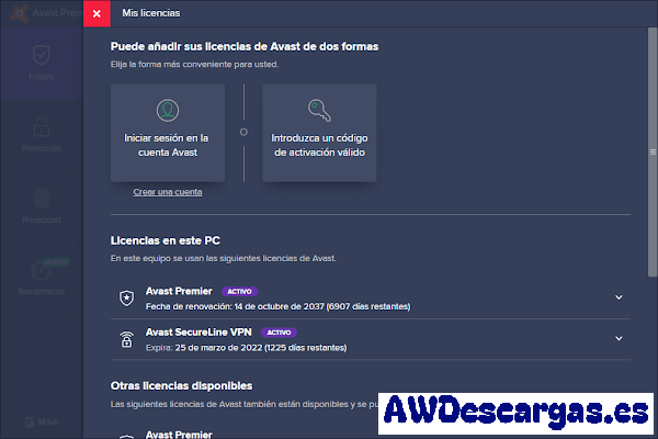 Licencia Avast Premier 2050